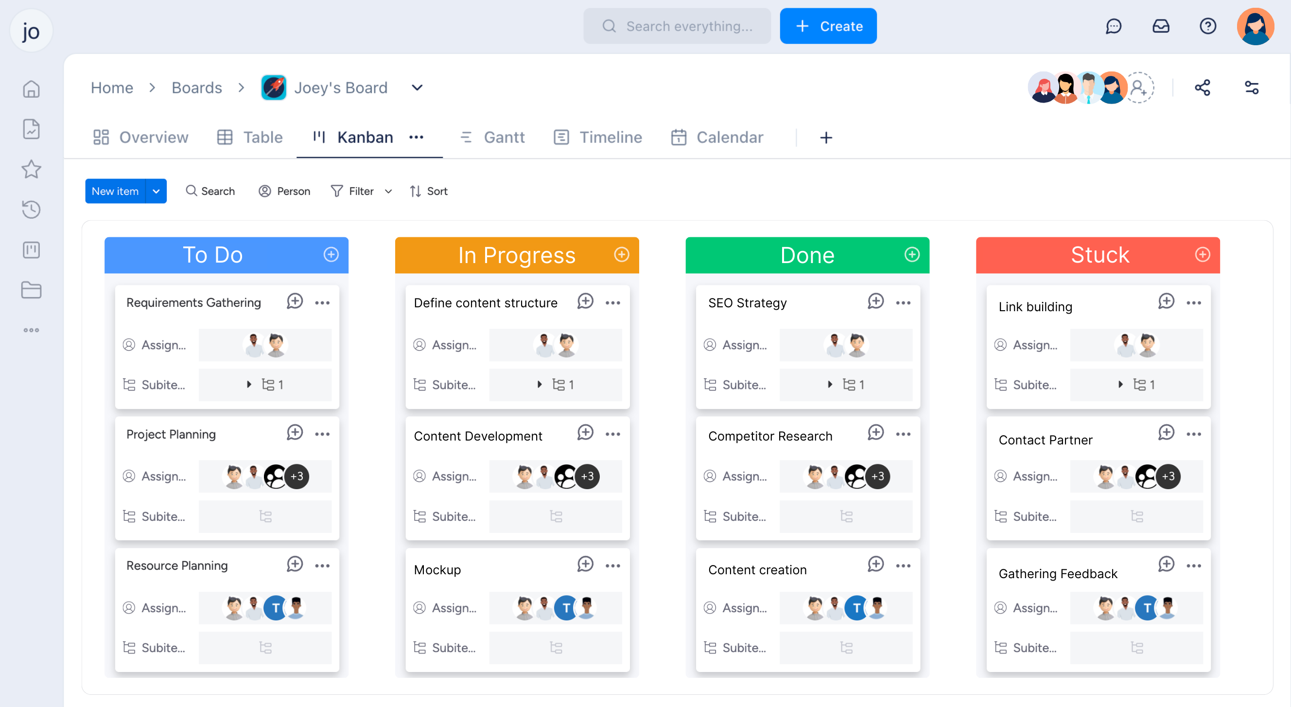 Task Management in the Kanban View