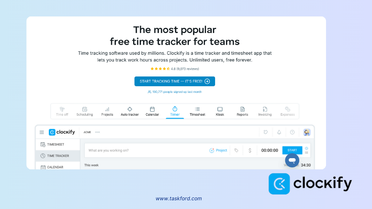 Clockify - time tracker app for remote teams 2025