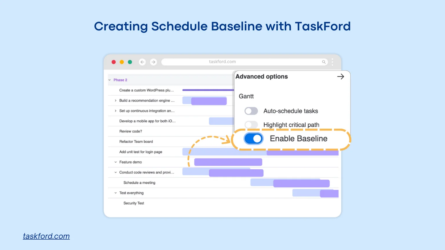 How TaskFord Supports a Reliable Project Schedule Baseline