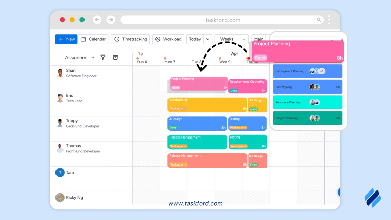 TaskFord's Drag And Drop Scheduling