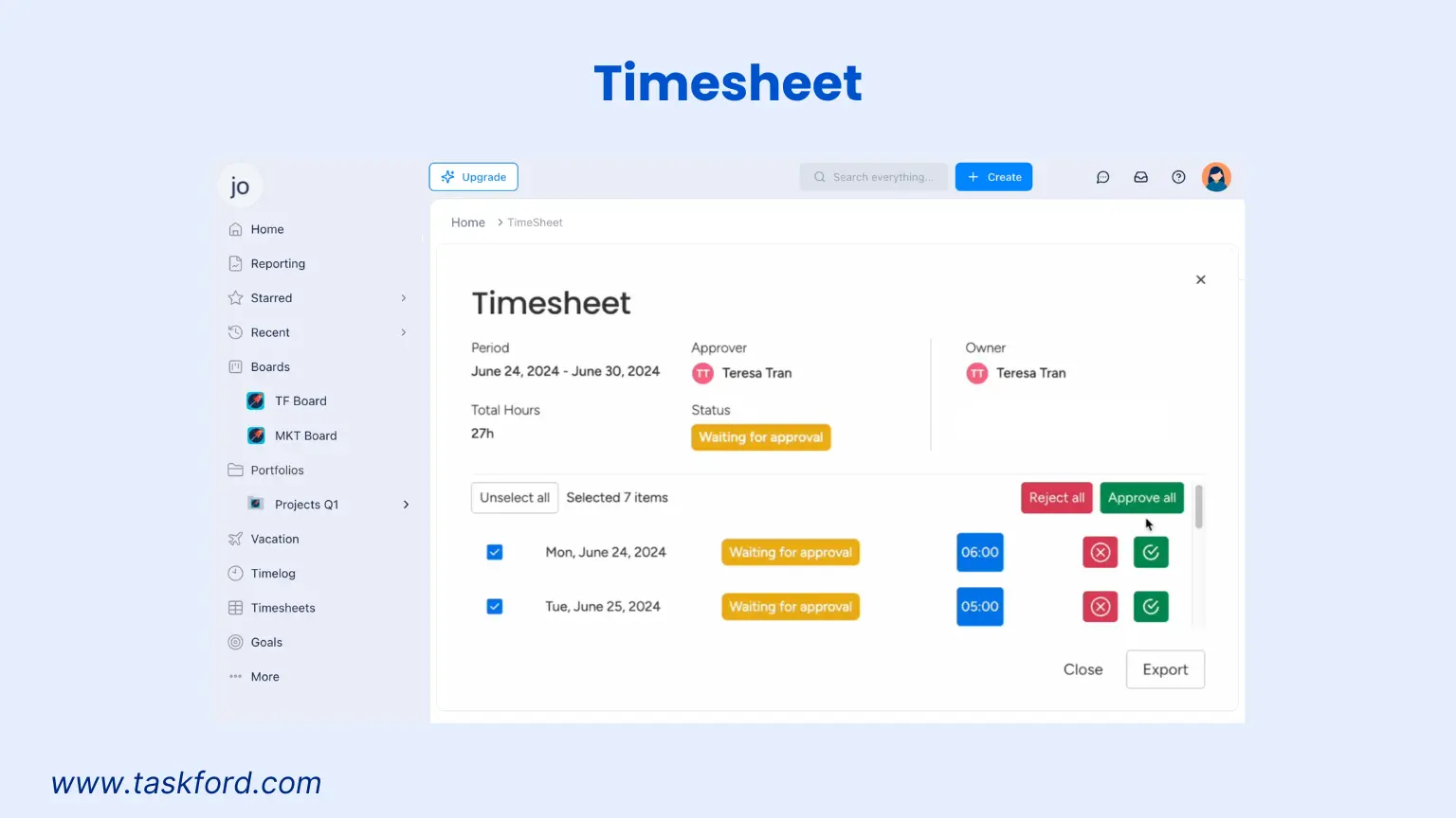 TaskFord Timesheet