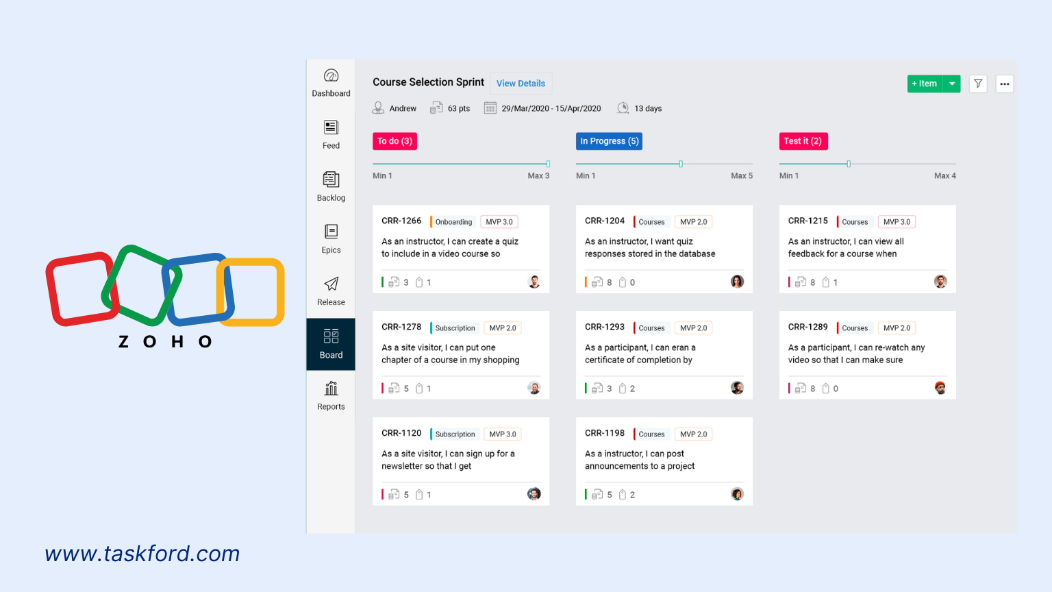 Zoho Agile Project Management Software
