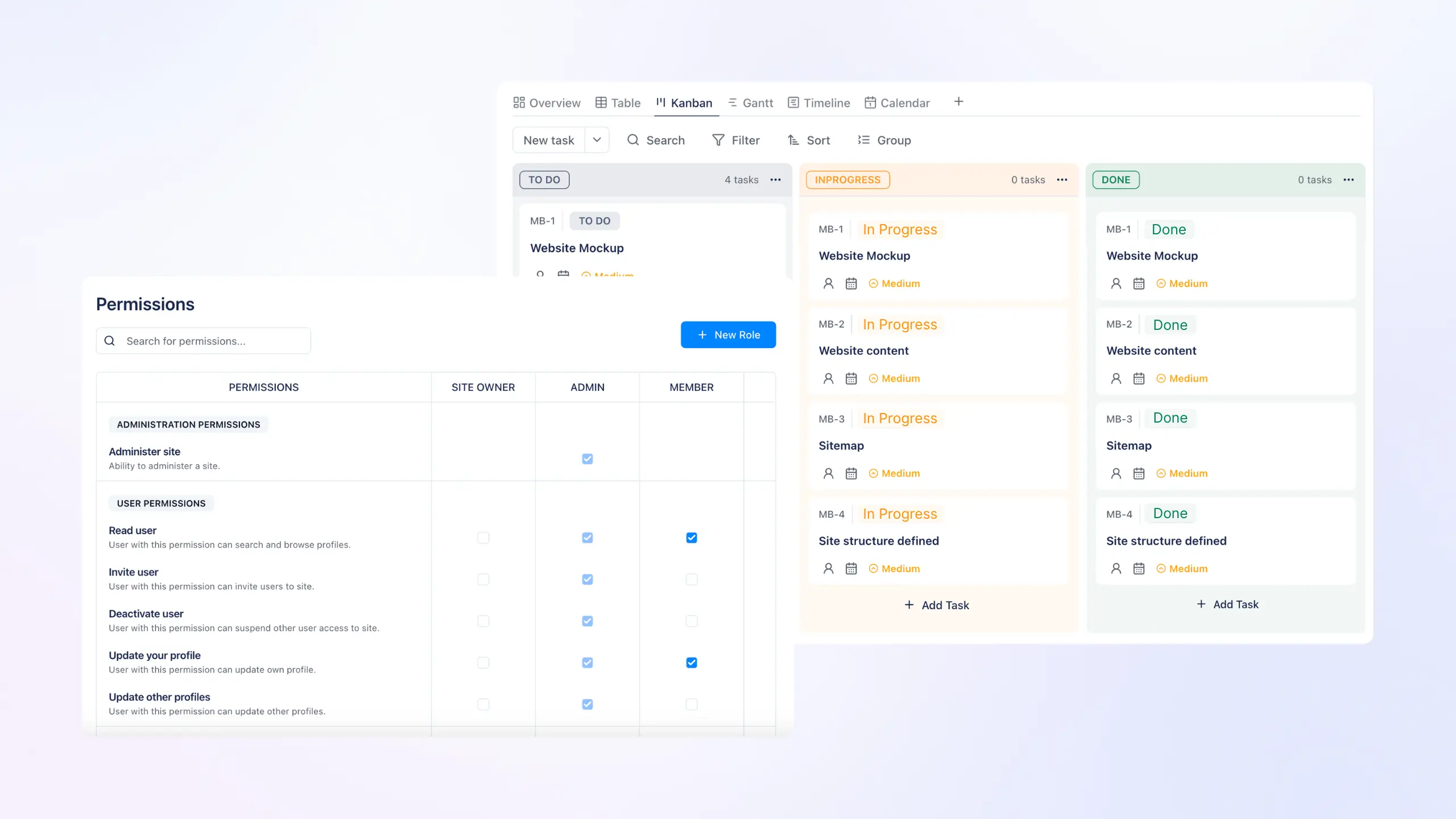 TaskFord user-friendly interface with drag and drop functionality