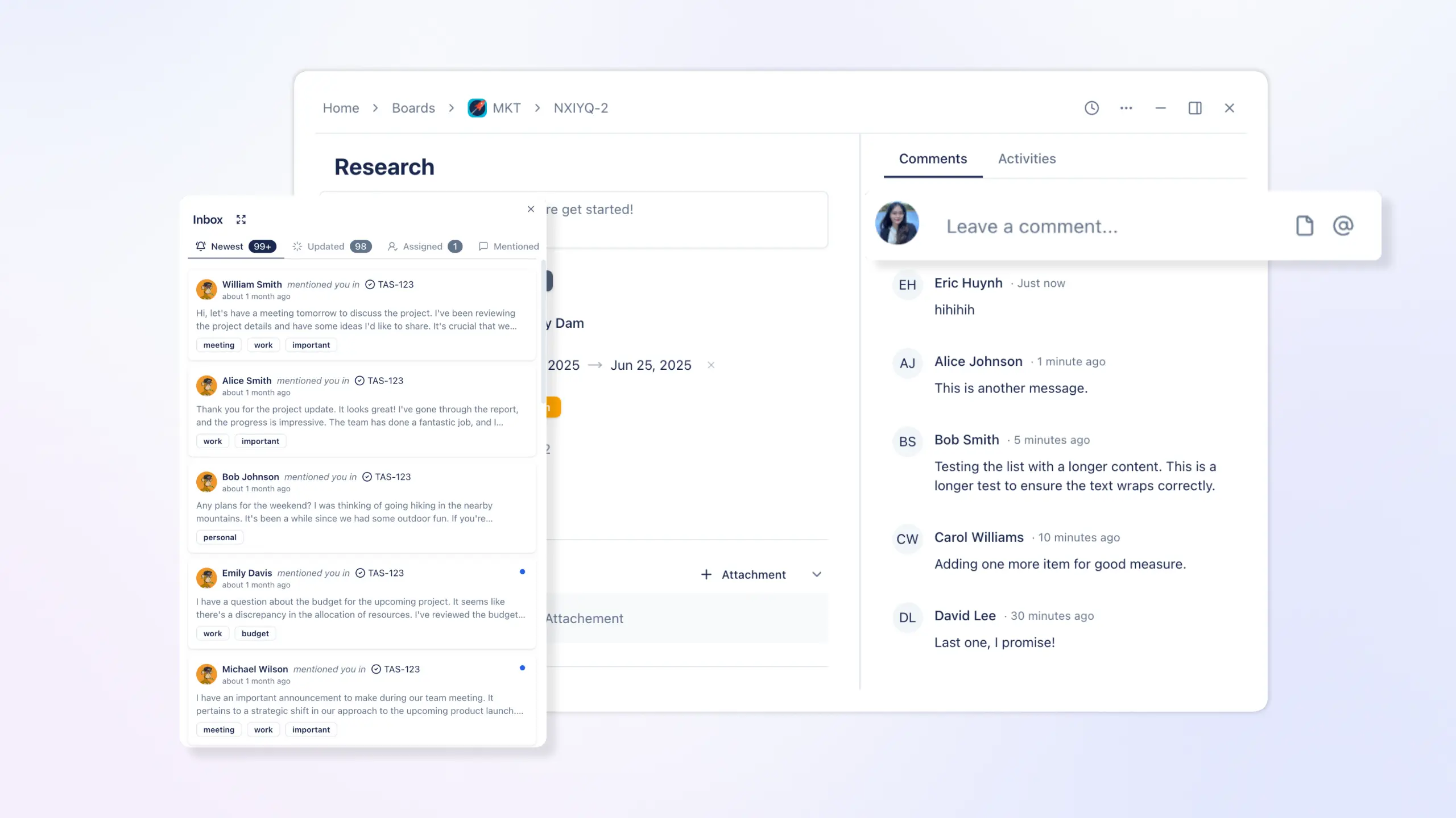 TaskFord real-time collaboration interface with chat and activity feeds.
