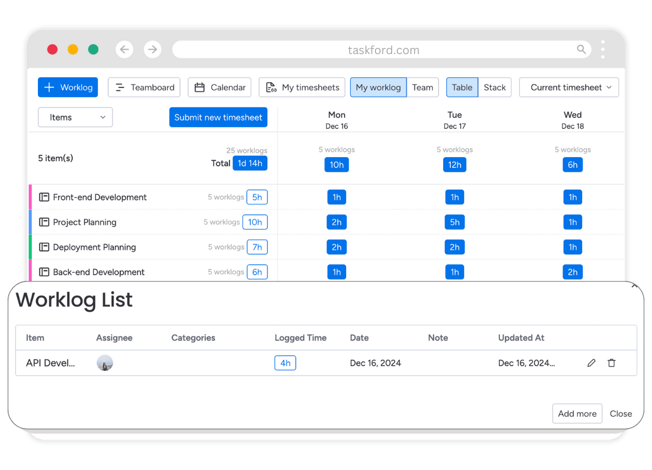 Task & Event Hour Logging
